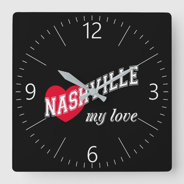 Nashville my kärlek fyrkantig klocka (Framsida)