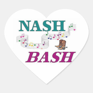 Nashville Nash Bash Musik Hjärtformat Klistermärke