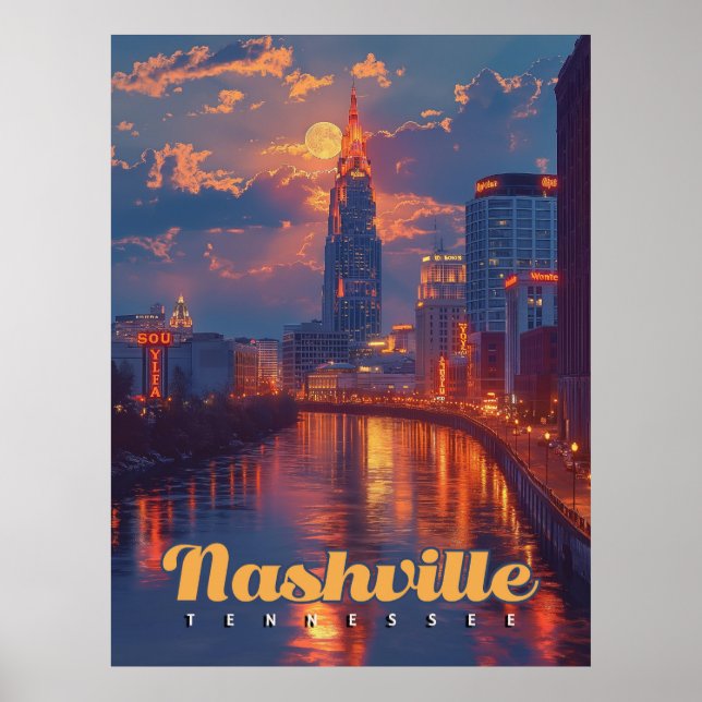 Nashville Nights: Skyline Reflection Poster (Framsidan)