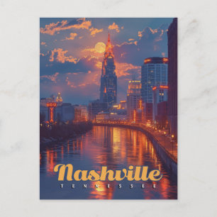 Nashville Nights: Skyline Reflection Vykort