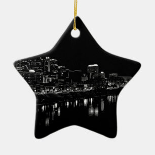 Nashville på natten julgransprydnad keramik