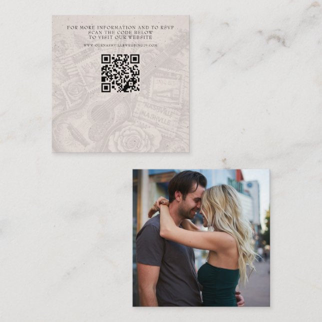 Nashville Passport Bröllop QR Tilläggskort (Fram/baksida)