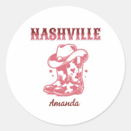 nashville pink cowgirl bachelorette party runt klistermärke