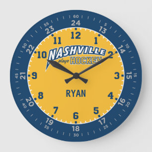 Nashville Plays Hockey 24 timmar Wall Clock Stor Klocka