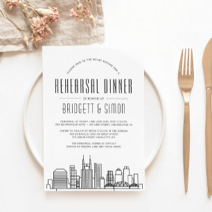 Nashville Rehearsal Dinner City Skyline Inbjudningar