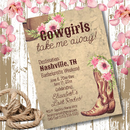 Nashville Sängkammarjungfru Blommig Rosa Cowgirl Inbjudningar