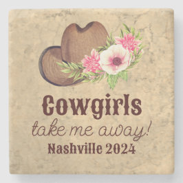 Nashville Sängkamrat Cowgirl Rosa Blommig Anpassad Stenunderlägg