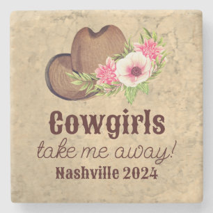 Nashville Sängkamrat Cowgirl Rosa Blommig Anpassad Stenunderlägg
