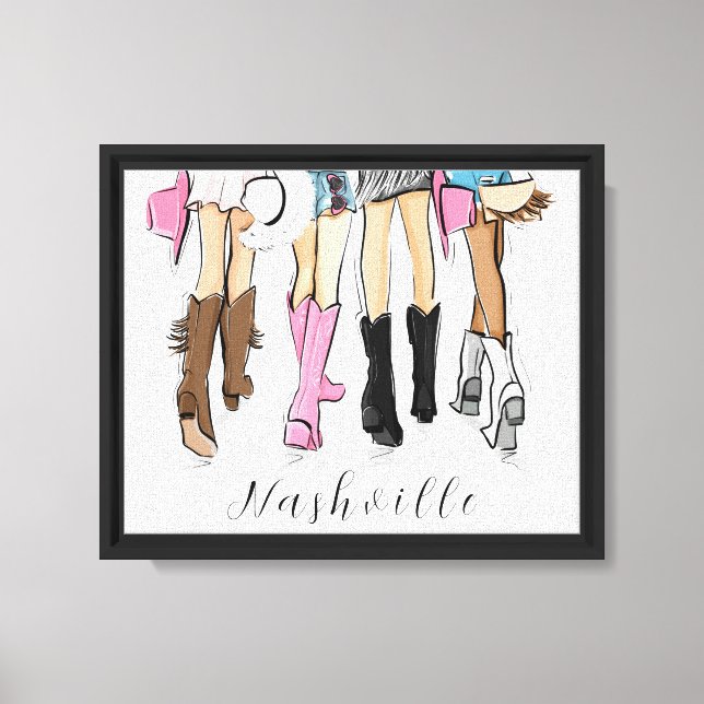 Nashville Script Mode Illustration CowboyBoots Canvastryck (Framsida)