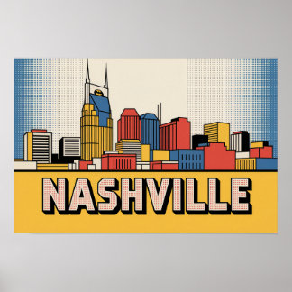 Nashville Skyline Affisch – Djärv Tennessee Pop Ar