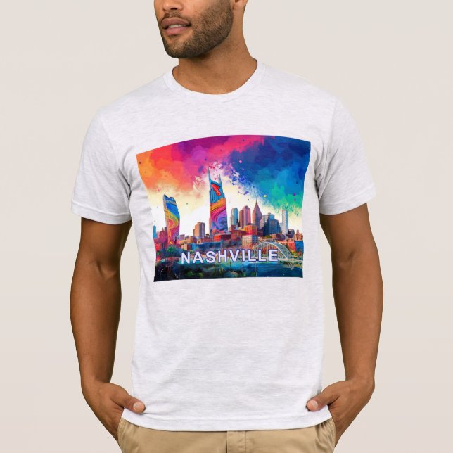 Nashville Skyline Graffiti Art T Shirt (Framsida)