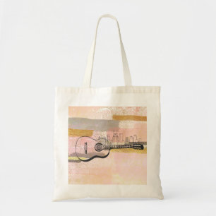Nashville Skyline Guitar Watercolor Design Tygkasse