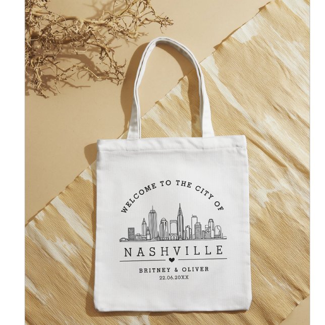 Nashville Skyline-handväska – Anpassad bröllopsfav Tygkasse (Skapare uppladdad)