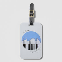 Nashville Skyline Piano Music Record Luggage Tag