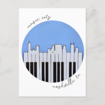 Nashville Skyline Piano Music Record Postkort