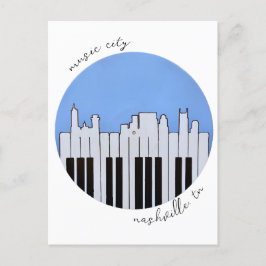 Nashville Skyline Piano Music Record Postkort Vykort