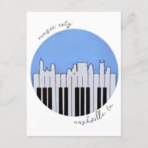 Nashville Skyline Piano Music Record Postkort Vykort