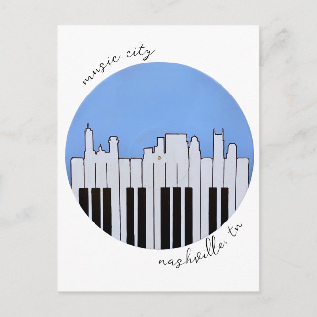 Nashville Skyline Piano Music Record Postkort Vykort (Framsida)