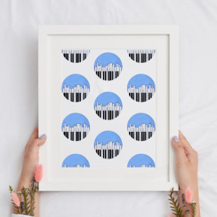 Nashville Skyline Piano Music Record Print Poster