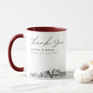 Nashville Skyline Sketch Simple Personligt bröllp  Mugg