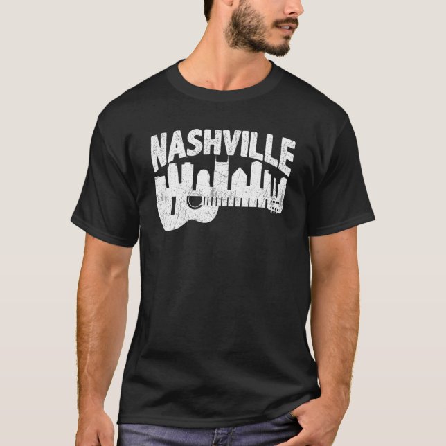 Nashville Skyline Tennessee Land Music Guitar P T Shirt (Framsida)