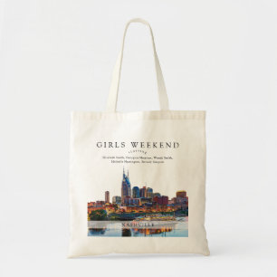 Nashville Skyline Watercolor Girls Helg Tygkasse