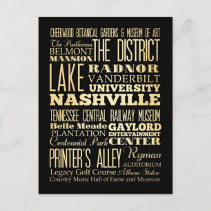 Nashville stad av Tennessee statlig typografikonst Vykort