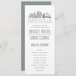 Nashville Stilisert Skyline | Bröllopsprogram Inbjudningar