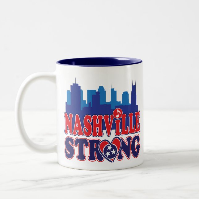 Nashville-Strong-Skyline-and-Music-Note Två-Tonad Mugg (Vänster)