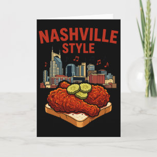 Nashville Style Kryddat Stekt Kyckling Och Music C Kort