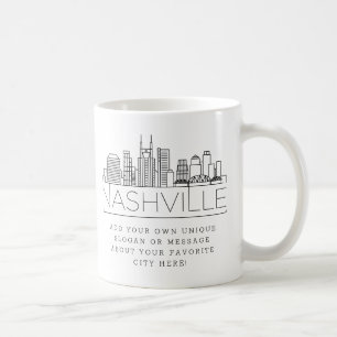 Nashville Stylized Skyline Anpassningsbar Slogan Kaffemugg