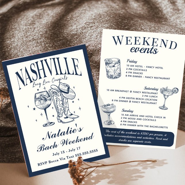 Nashville Systerfest Rodeo Cocktail Itinerary Inbjudningar (Skapare uppladdad)