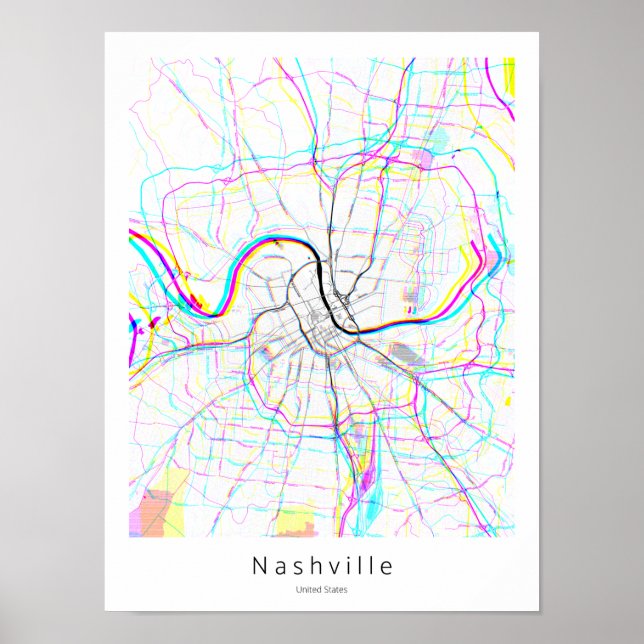 Nashville Tennessee Abstrakt Minimal Simple Karta Poster (Framsidan)