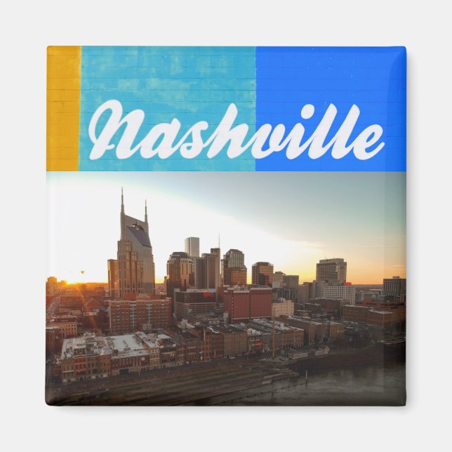 Nashville Tennessee City Scape BeSnyval Magnet (Framsidan)
