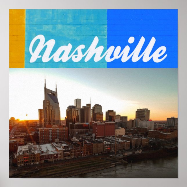 Nashville Tennessee City Scape BeSnyval Poster (Framsidan)