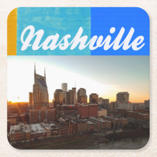 Nashville Tennessee City Scape BeSnyval Underlägg Papper Kvadrat