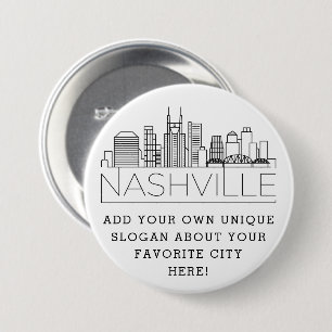 Nashville, Tennessee City Skyline   Anpassningsbar Knapp
