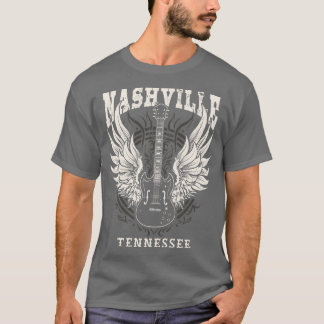 Nashville Tennessee Distress Guitar Angel Vingar T Shirt