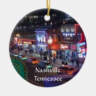 Nashville Tennessee Downtown Honky Tonks Julgransprydnad Keramik