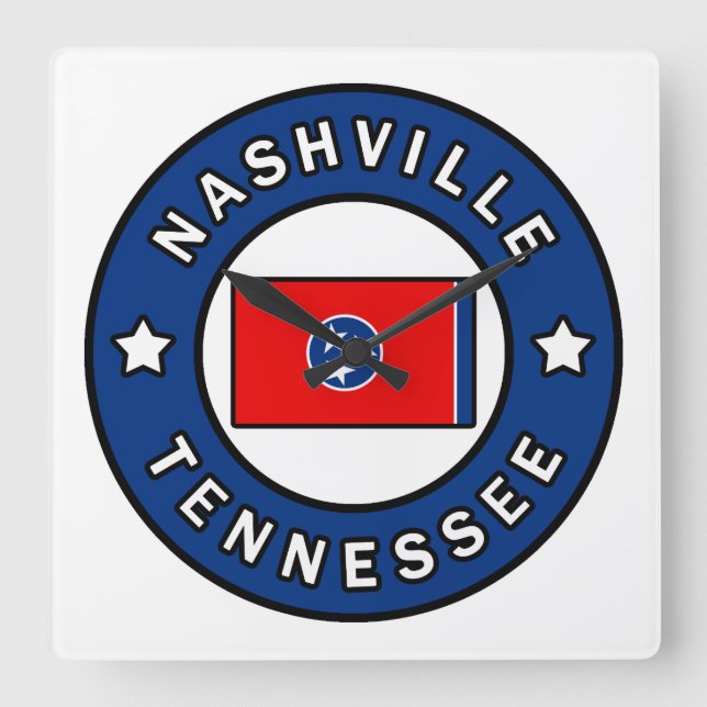 Nashville Tennessee Fyrkantig Klocka (Framsida)