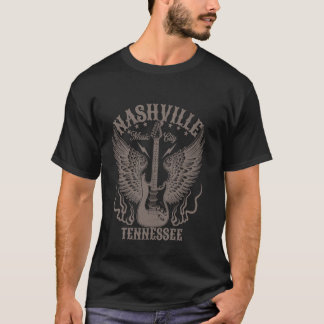 Nashville Tennessee Gitarr Country Musik Stad Kvin T Shirt