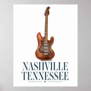 Nashville Tennessee Guitar-reseaffisch Poster