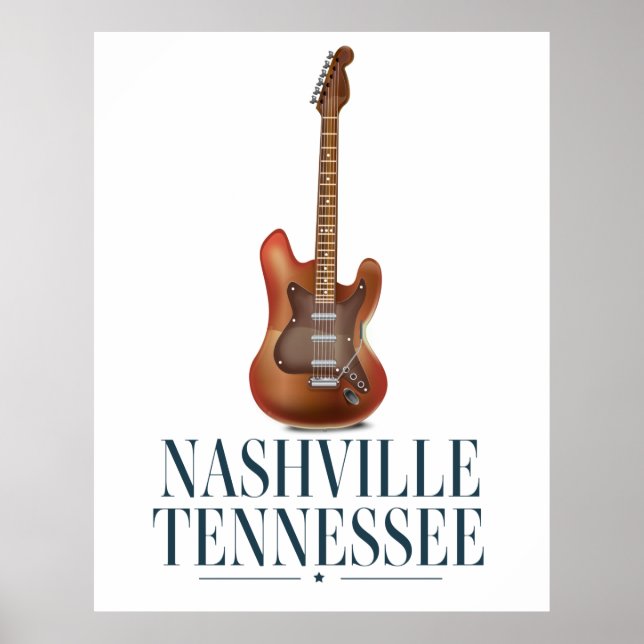 Nashville Tennessee Guitar-reseaffisch Poster (Framsidan)