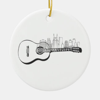 Nashville Tennessee Guitar Skyline Design Julgransprydnad Keramik