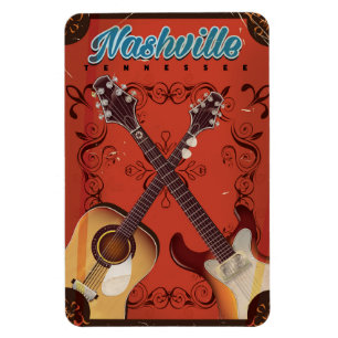 Nashville, Tennessee Guitar vintage resor poster Magnet