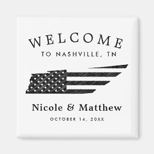 Nashville Tennessee Karta Minimalist Bröllop Välko Magnet