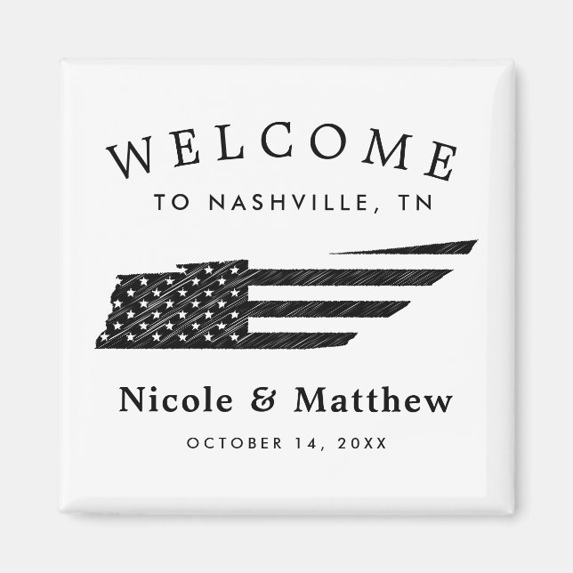 Nashville Tennessee Karta Minimalist Bröllop Välko Magnet (Framsidan)