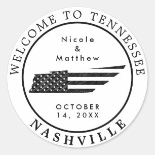 Nashville Tennessee Karta Minimalist Bröllop Välko Runt Klistermärke