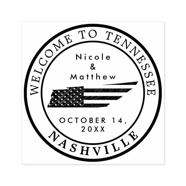 Nashville Tennessee Karta Minimalist Bröllop Välko Stämpel (Tryck)