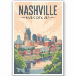 Nashville Tennessee Landskapsresor Konst Vintage Klistermärken